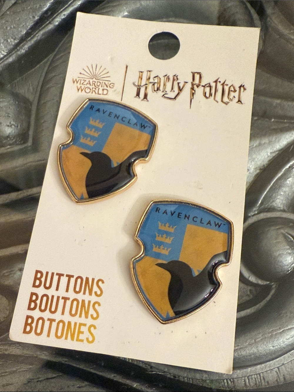 Harry Potter Ravenclaw Enamel Button Badge Pair Blue & Gold